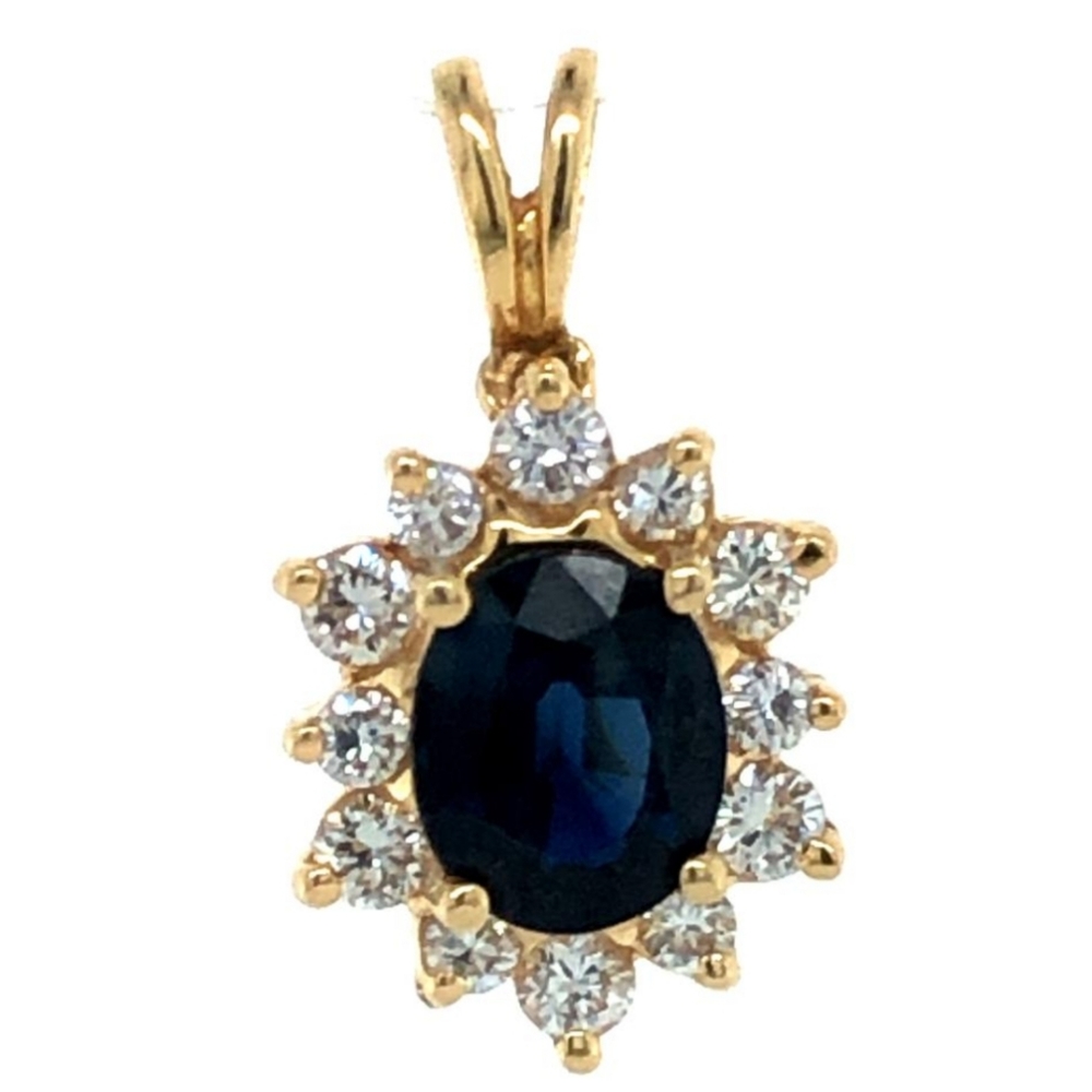 Stunning 14K Gold Sapphire and Diamond pendant